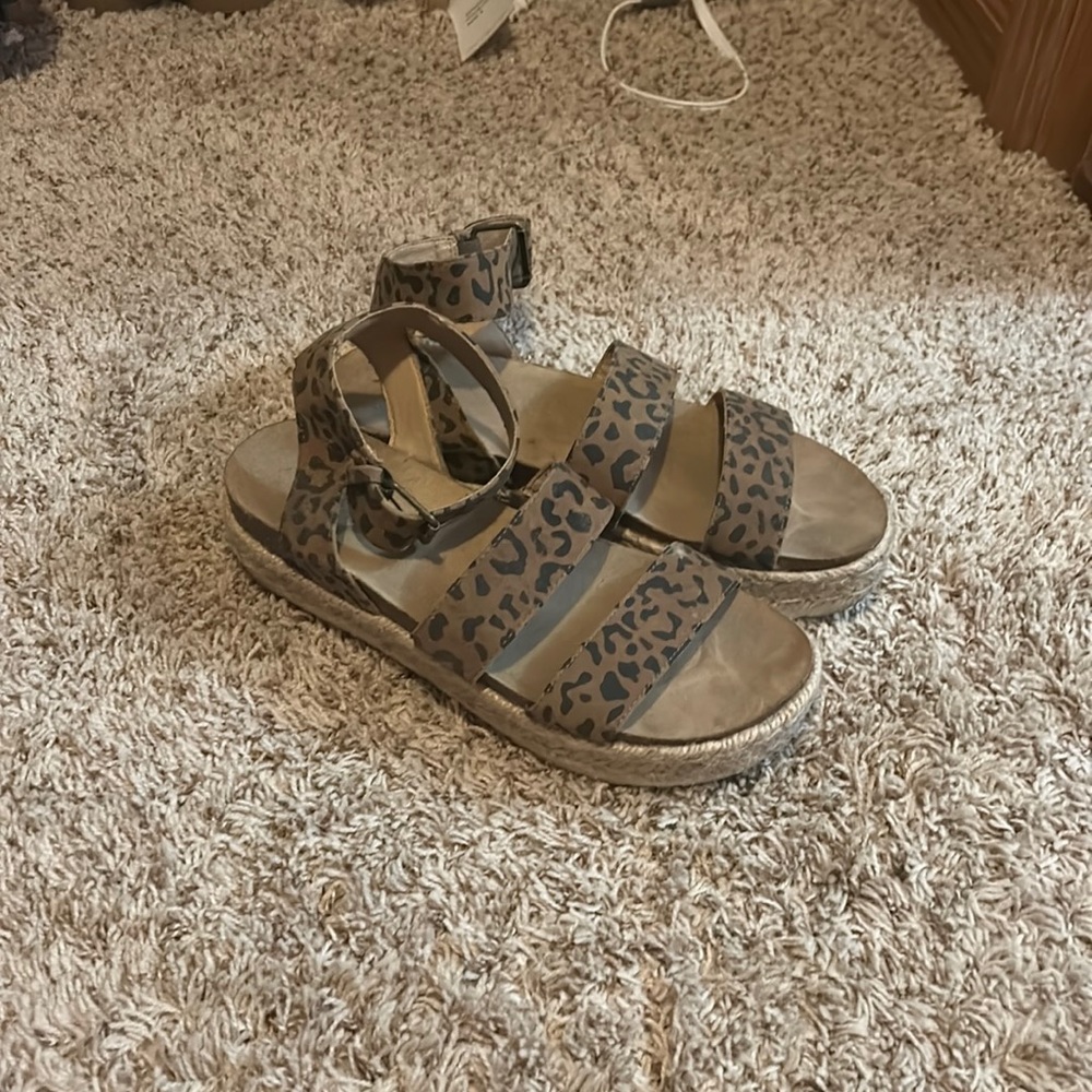 Cheetah platform sandals